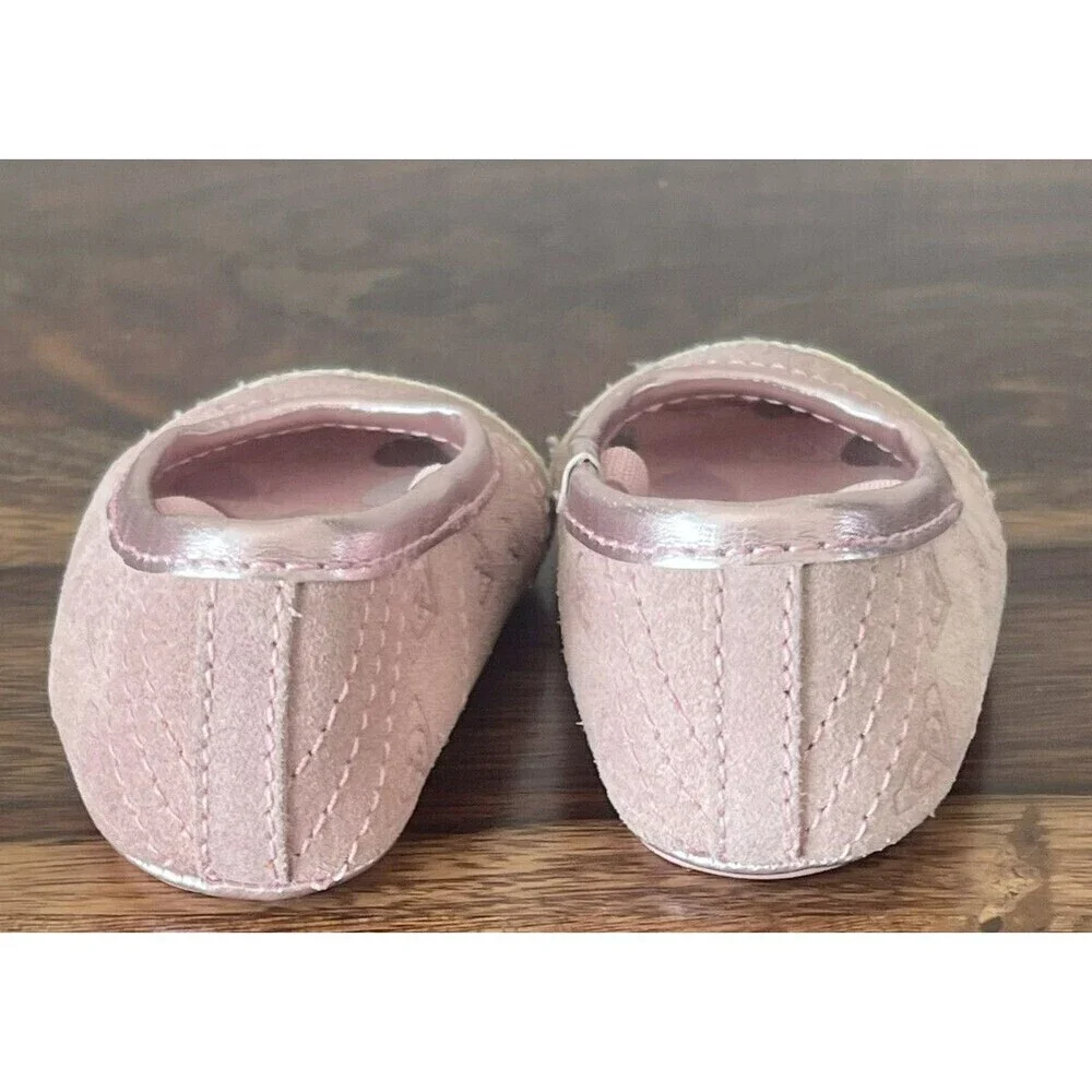 Roxy wonton shimmer pink leather suede baby girl Ballet size 1 strap